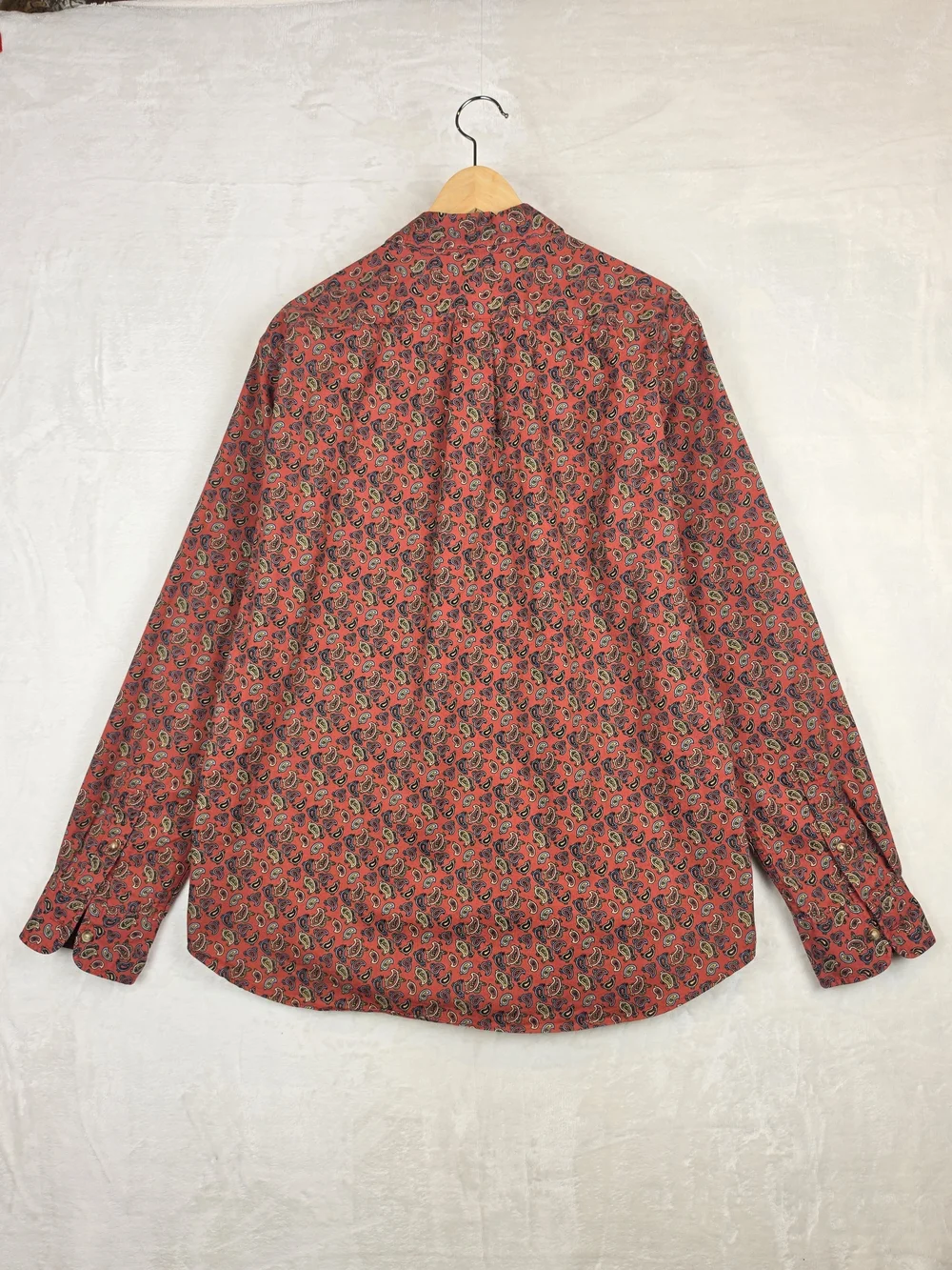 J.Crew Oarsman Mens Large Paisley Button Down Shirt Rust Red Long Sleeve Cotton